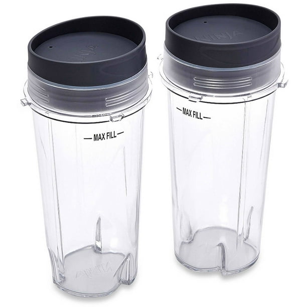 16oz Cups Compatible with Nutri Ninja Blender 2 Cups with 2 Sip Lids Applicable to Nutri Ninja Replacement Parts BL770 BL780 BL660 Professional Blender 16 Oz Pack of 2